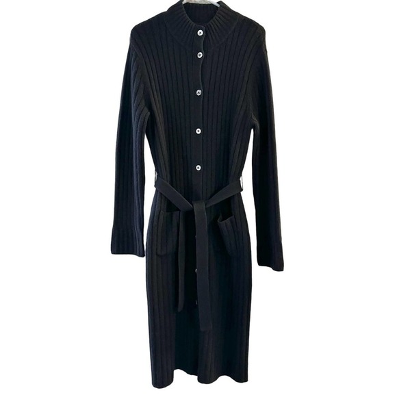 Lauren Ralph Lauren Merino Wool Cashmere Angora Sweater Dress Black Size Medium - Picture 1 of 5